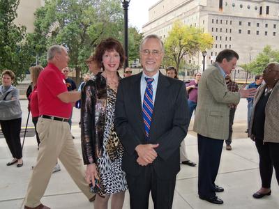 Dr_ Harbach and Chancellor George at Grand Center Opening 9_15_12.JPG